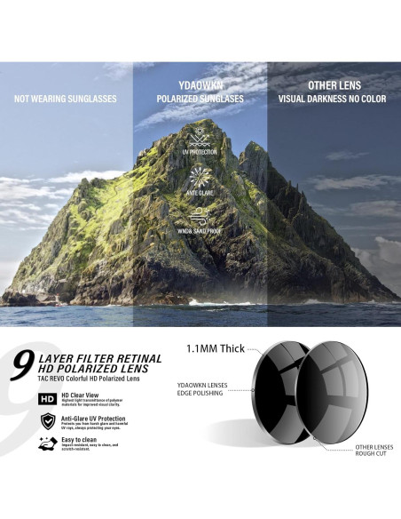 Gafas de sol polarizadas YDAOWKN UV para hombres - 57mm