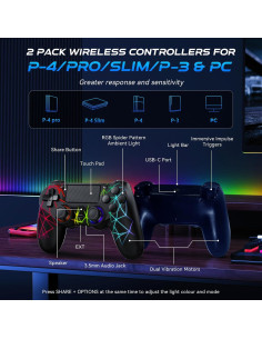Controlador Inalámbrico GamingBoy PS4/PC RGB Doble Vibración 2