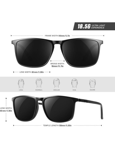Gafas de sol polarizadas YDAOWKN UV para hombres - 57mm