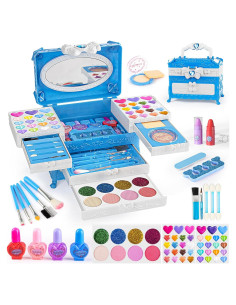 Kit de Maquillaje para Niñas GORISPI 66 Piezas Lavable Azul