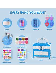 Kit de Maquillaje para Niñas GORISPI 66 Piezas Lavable Azul 2