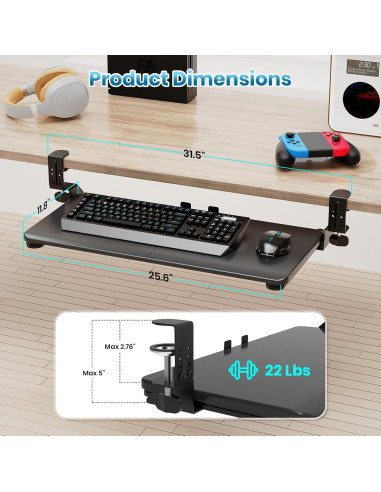Bandeja de Teclado Grande Zontera 65 x 30 cm Ajustable