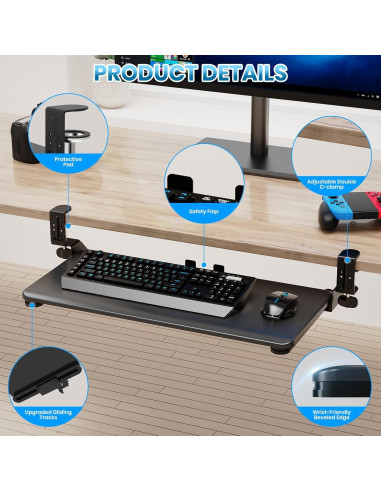 Bandeja de Teclado Grande Zontera 65 x 30 cm Ajustable