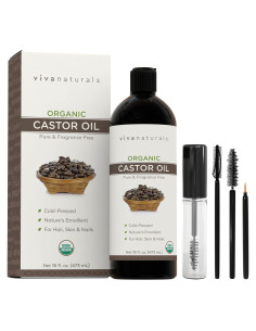 Aceite de Ricino Orgánico Viva Naturals 473 ml - Hidratante para Cabello y Piel