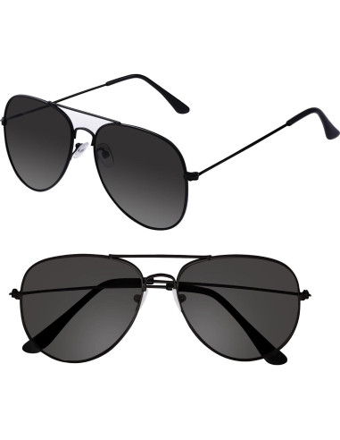 Gafas de sol aviador unisex metalicas negras para Halloween