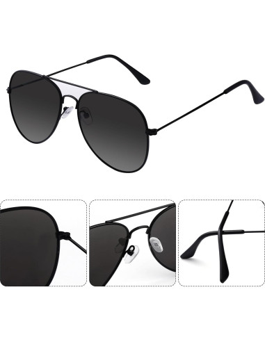 Gafas de sol aviador unisex metalicas negras para Halloween
