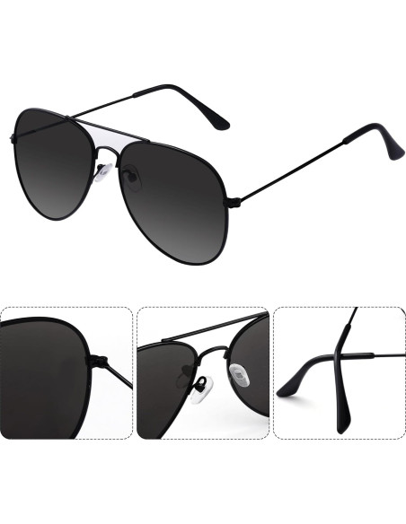 Gafas de sol aviador unisex metalicas negras para Halloween
