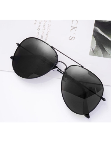 Gafas de sol aviador unisex metalicas negras para Halloween