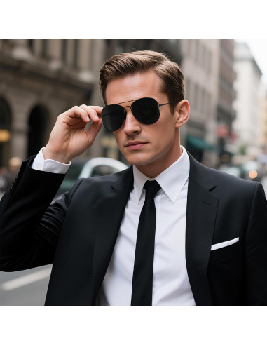 Gafas de sol aviador unisex metalicas negras para Halloween