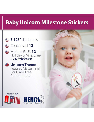 Calcomanías de Hitos y Meses Kenco Unicornio 24 Piezas