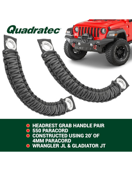 Mangos de Agarre Paracord Quadratec 550 - Negro - Jeep Wrangler JL 2018-2022