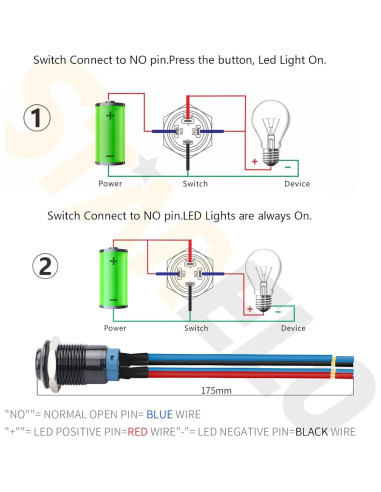 Interruptor de Botón LED STARELO 12mm IP65 5PCS Azul