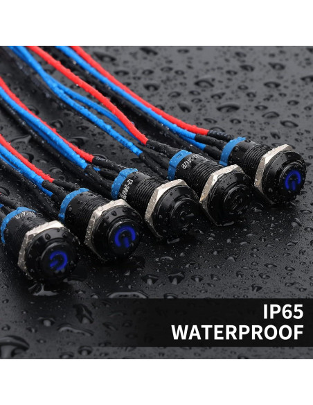 Interruptor de Botón LED STARELO 12mm IP65 5PCS Azul