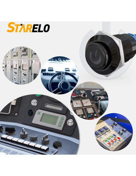 Interruptor de Botón LED STARELO 12mm IP65 5PCS Azul