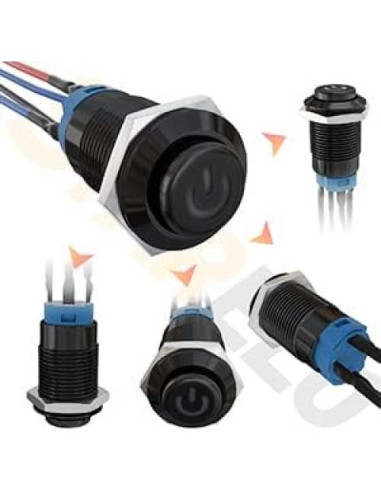Interruptor de Botón LED STARELO 12mm IP65 5PCS Azul