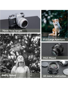 Lente TTArtisan 75mm F1.5 Bokeh Enredado M42 Plata 2