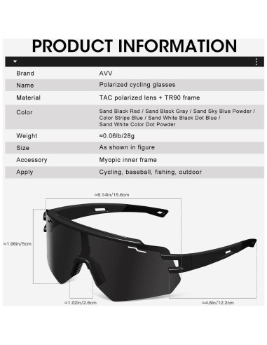 Gafas de sol deportivas AVV UV400 polarizadas para ciclismo