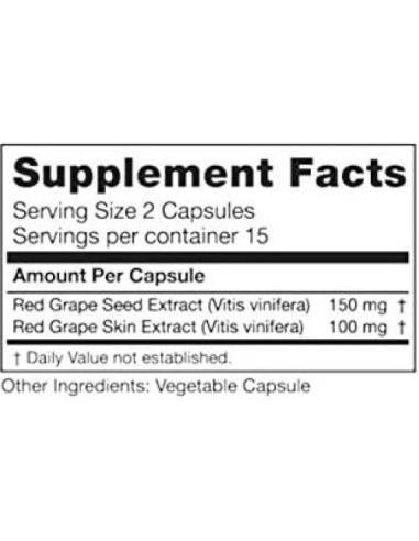 Extracto de Semilla de Uva Seagate 250 mg 30 Cápsulas Vegetales