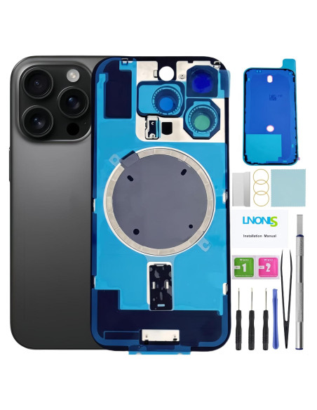 Reemplazo Cristal Trasero LNONLS para iPhone 16 Pro - Titanio Negro