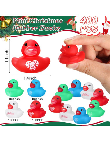 120 Patitos de Goma Navideños Mini Juguetes de Baño