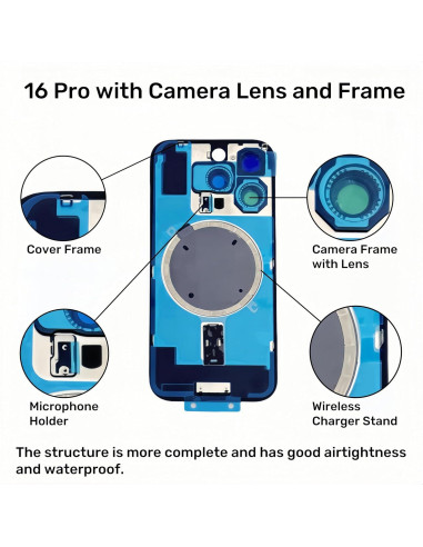 Reemplazo Cristal Trasero LNONLS para iPhone 16 Pro - Titanio Negro