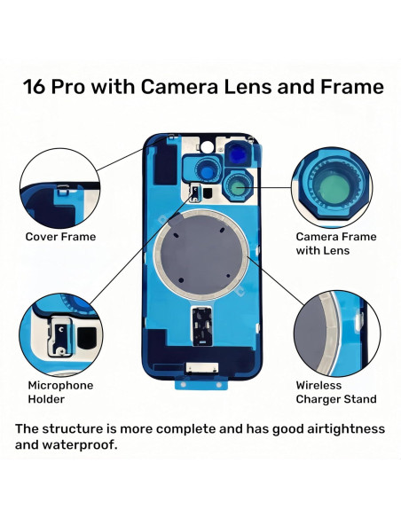 Reemplazo Cristal Trasero LNONLS para iPhone 16 Pro - Titanio Negro