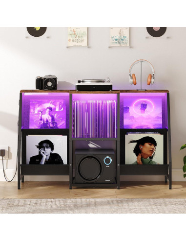 Mesa Soporte para Tocadiscos HOOBRO BF114DCJ01 con Luz LED