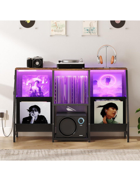 Mesa Soporte para Tocadiscos HOOBRO BF114DCJ01 con Luz LED