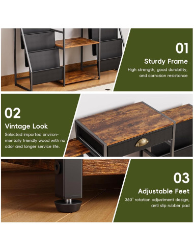 Soporte para Tocadiscos JunVpic Marrón con Almacenamiento para 200 Vinilos