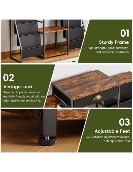 Soporte para Tocadiscos JunVpic Marrón con Almacenamiento para 200 Vinilos