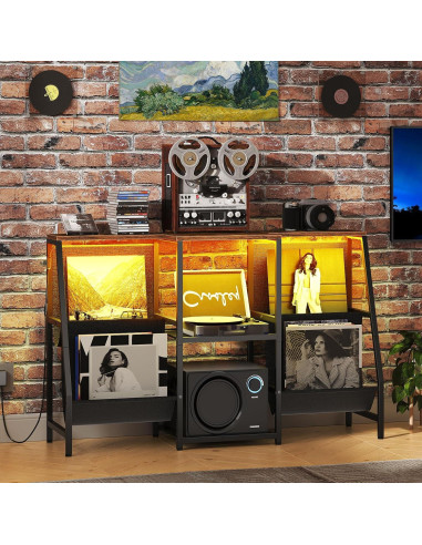 Mesa Soporte para Tocadiscos HOOBRO BF114DCJ01 con Luz LED