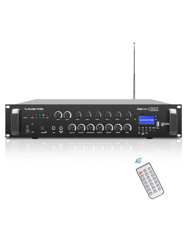 Amplificador de Potencia 180W Sound Town PAC180-6 6 Zonas Bluetooth