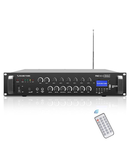Amplificador de Potencia 180W Sound Town PAC180-6 6 Zonas Bluetooth