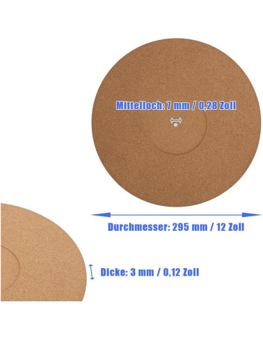 Alfombrilla Antideslizante Joyzan de Corcho para Tocadiscos 295 mm