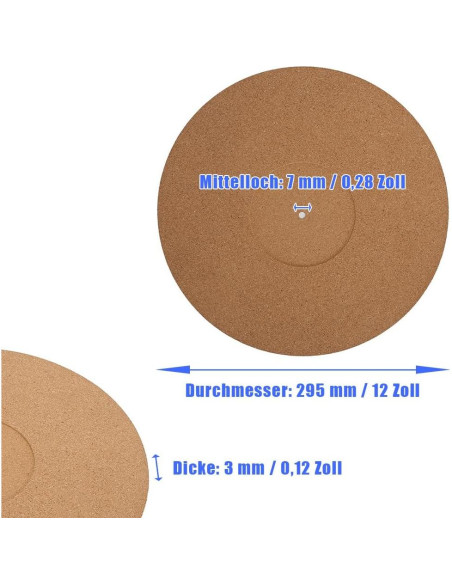Alfombrilla Antideslizante Joyzan de Corcho para Tocadiscos 295 mm