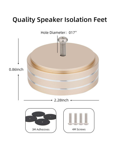 Pies de Aislamiento Monosaudio para Tornamesa y Altavoces Oro