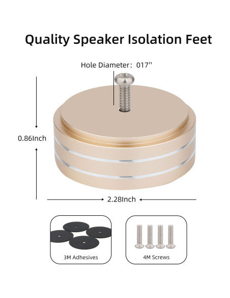 Pies de Aislamiento Monosaudio para Tornamesa y Altavoces Oro