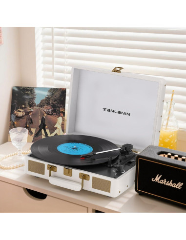 Reproductor de Vinilo Portátil TANLANIN TE-2026 Bluetooth 3 Velocidades