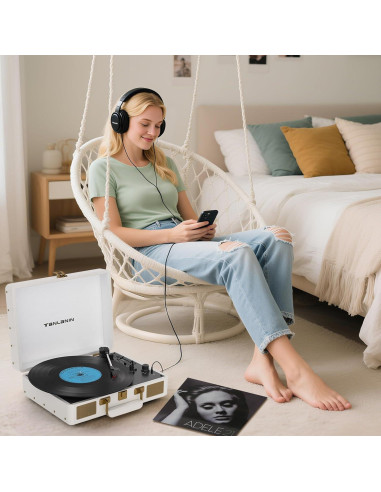Reproductor de Vinilo Portátil TANLANIN TE-2026 Bluetooth 3 Velocidades