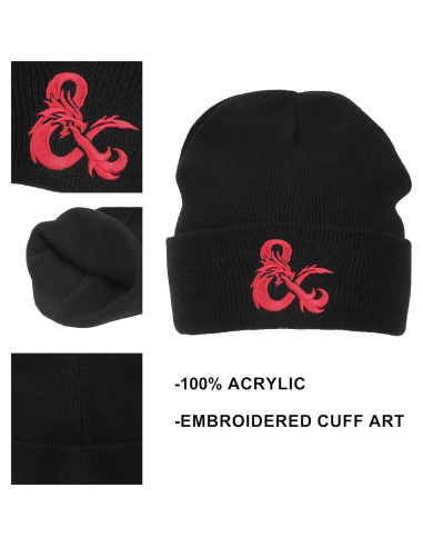 Gorro de Acrílico Negro Bordado Dungeons & Dragons Ampersand
