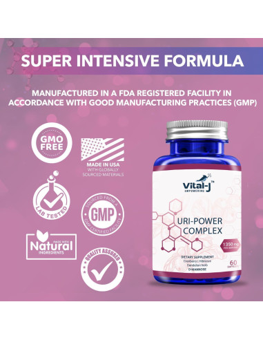 Suplemento Urinario Vital-J 1350mg - D-Manosa, Arándano, Hibisco