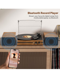 Reproductor de Vinilo Mersoco M483 con Altavoces Estéreo Bluetooth 2