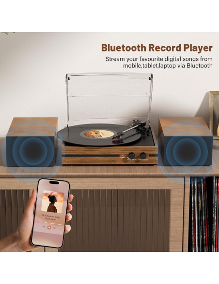 Reproductor de Vinilo Mersoco M483 con Altavoces Estéreo Bluetooth