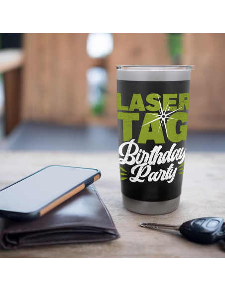 Vaso de Acero Inoxidable Aislado 20 oz Negro - Laser Tag Fiesta
