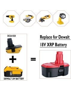 Adaptador DCA1820 DEWALT 18V a 20V para Baterías Litio 2