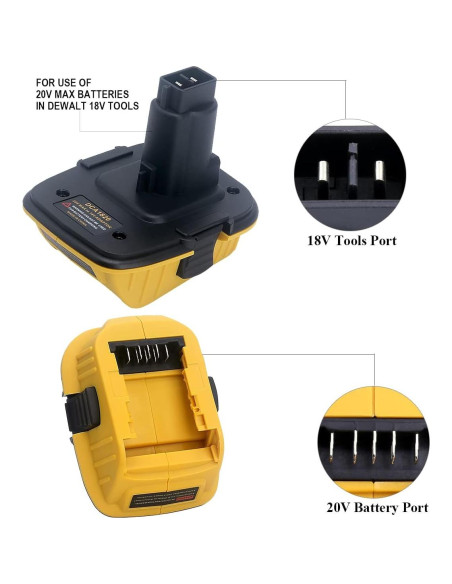 Adaptador DCA1820 DEWALT 18V a 20V para Baterías Litio