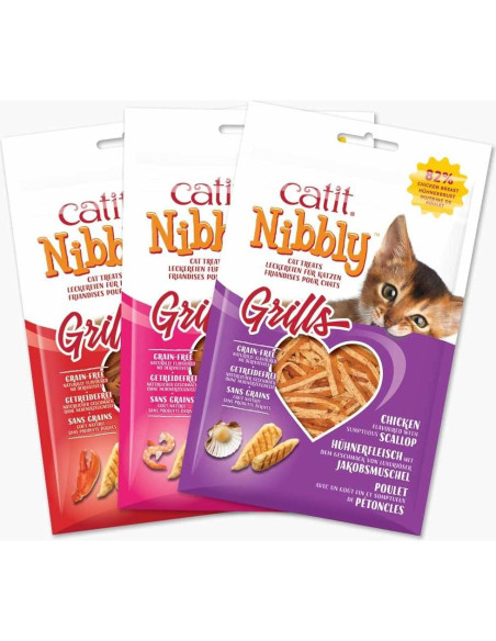 Golosinas para Gatos Catit Nibbly Grills Pollo y Vieira 30g