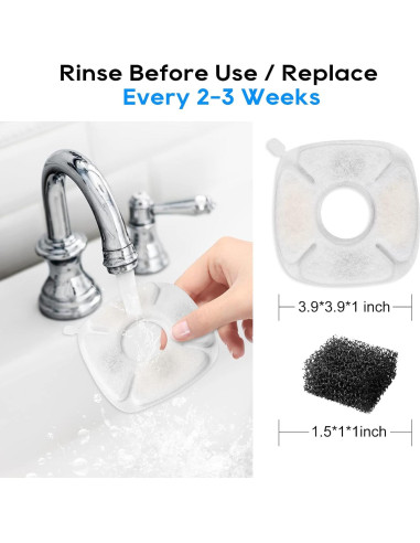 Filtros de agua para gatos MyfatBOSS - 12 repuestos + 12 esponjas
