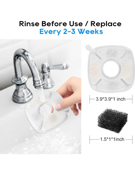 Filtros de agua para gatos MyfatBOSS - 12 repuestos + 12 esponjas