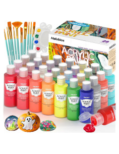 Juego de Pintura Acrílica Halobios 28 Colores + 10 Pinceles